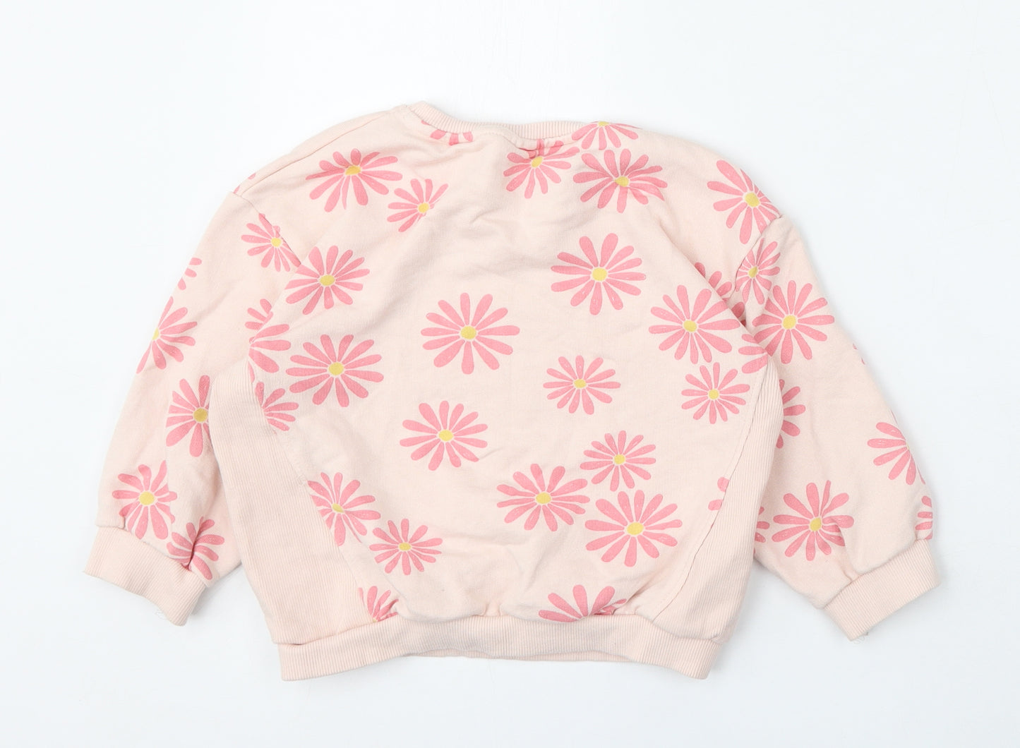 Zara Girls Pink Floral Cotton Pullover Sweatshirt Size 4-5 Years