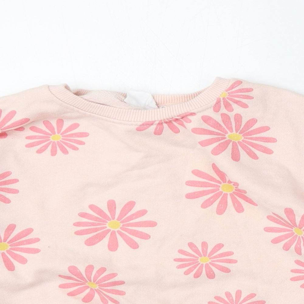 Zara Girls Pink Floral Cotton Pullover Sweatshirt Size 4-5 Years
