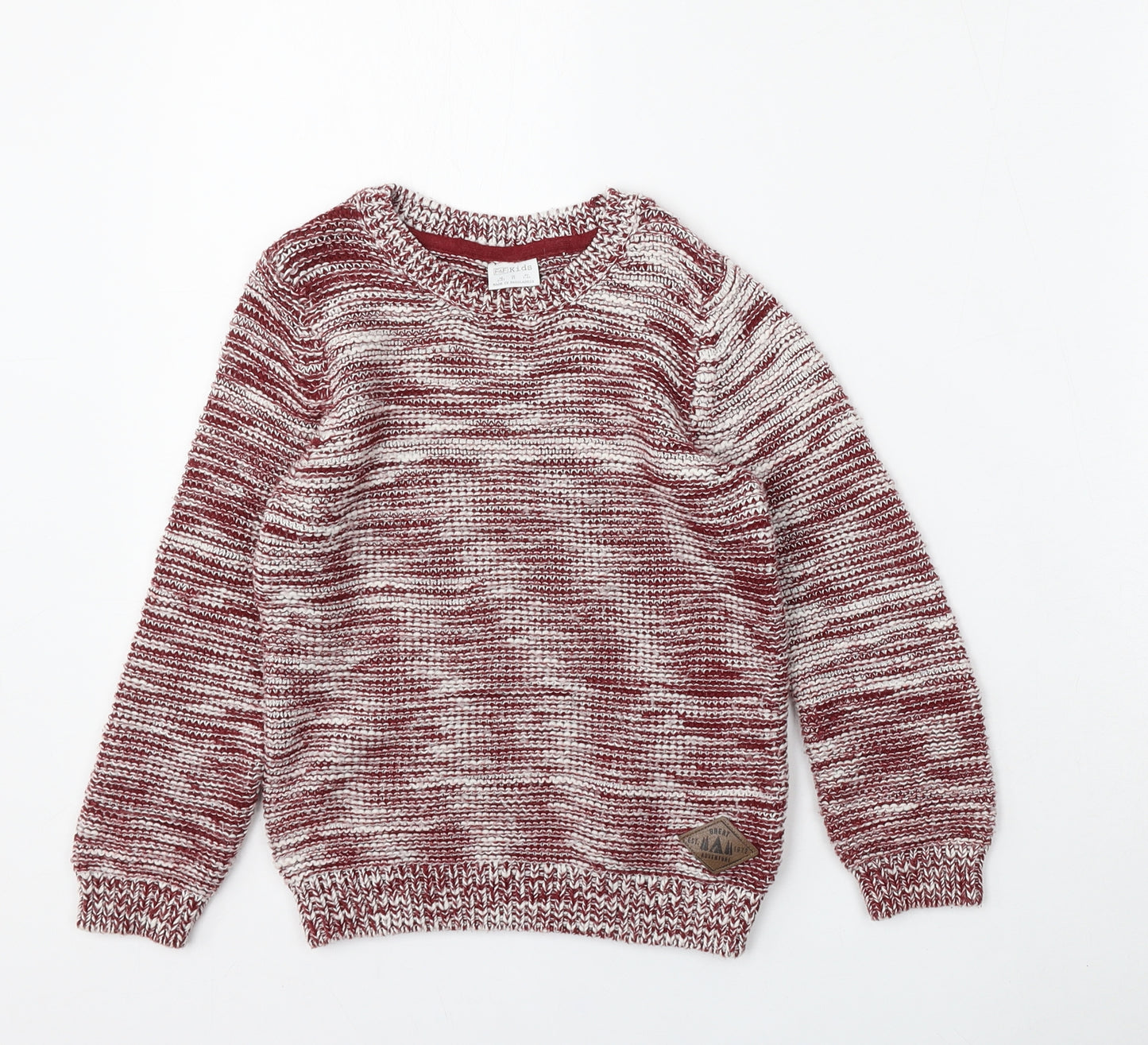 F&F Boys Red Round Neck  Cotton Pullover Jumper Size 3-4 Years