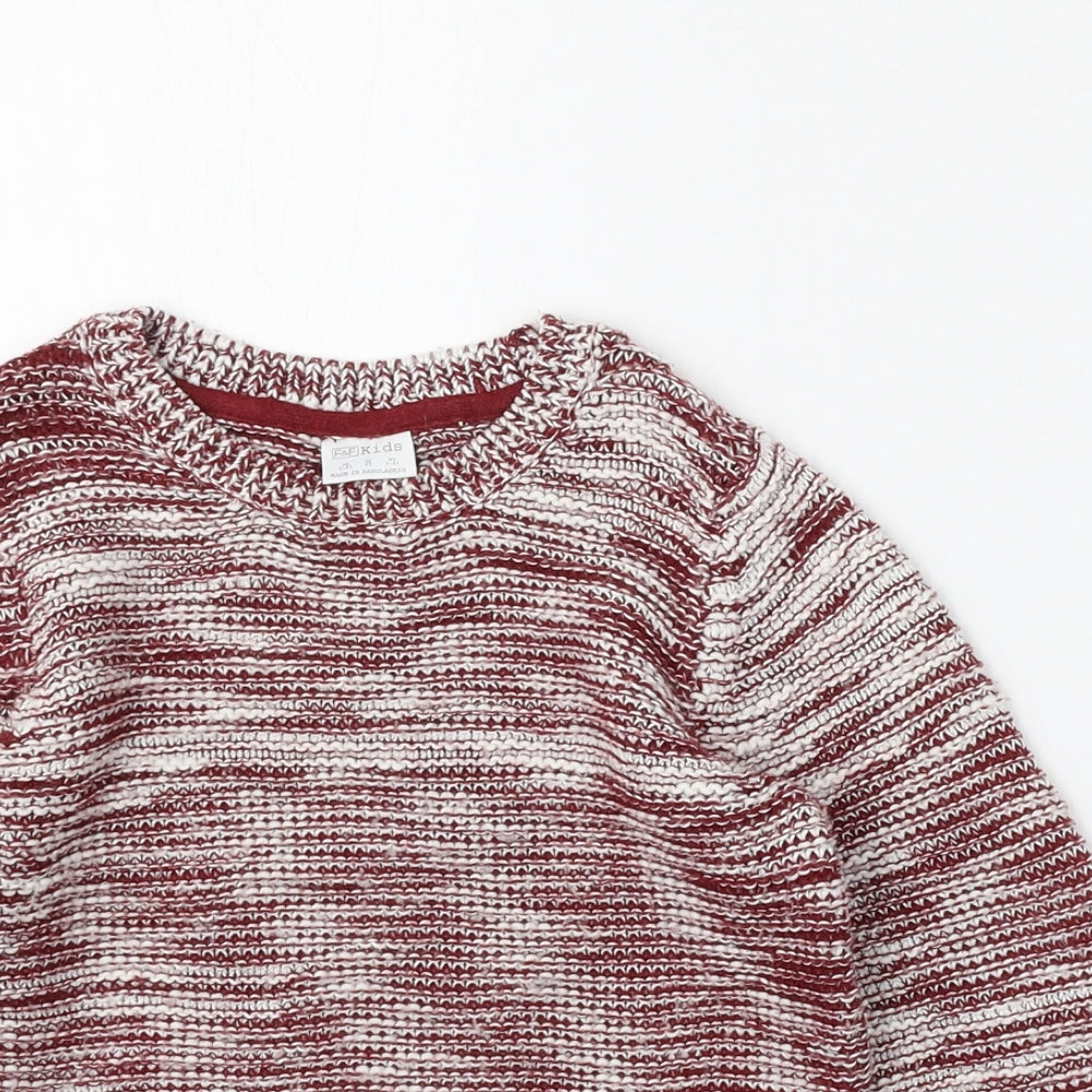 F&F Boys Red Round Neck  Cotton Pullover Jumper Size 3-4 Years
