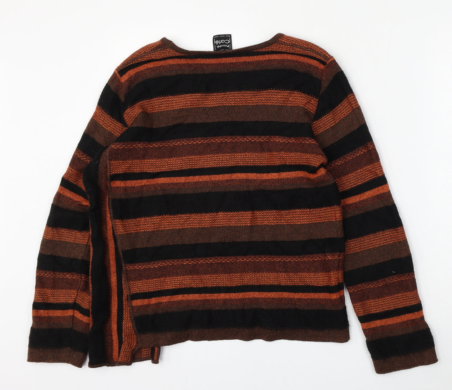 pause cafe Womens Multicoloured Round Neck Striped Acrylic Pullover Jumper Size L