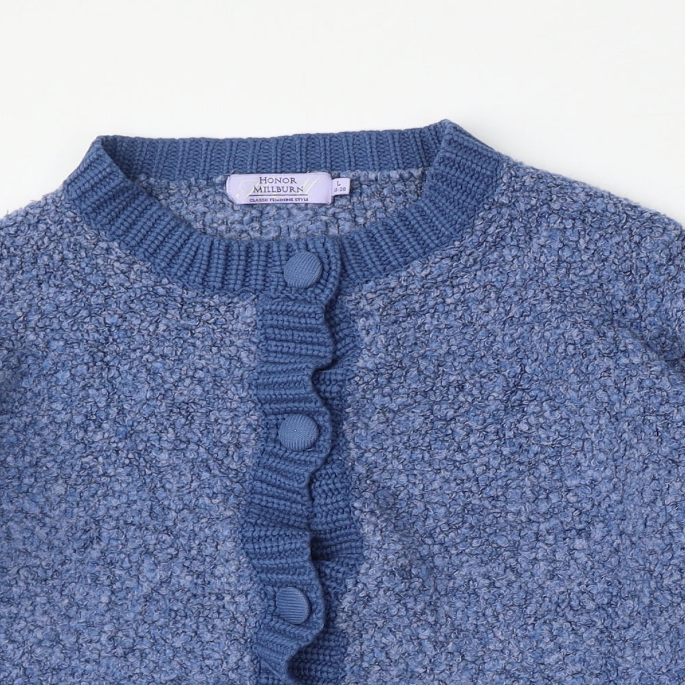 Honor Milburn Womens Blue Round Neck  Polyester Cardigan Jumper Size 18