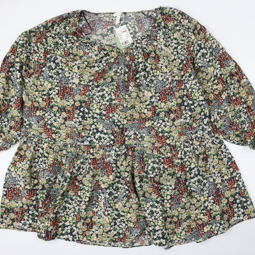H&M Womens Multicoloured Floral Viscose Skater Dress  Size XL  Round Neck