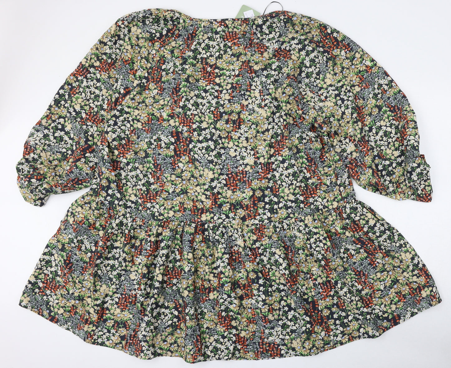 H&M Womens Multicoloured Floral Viscose Skater Dress  Size XL  Round Neck