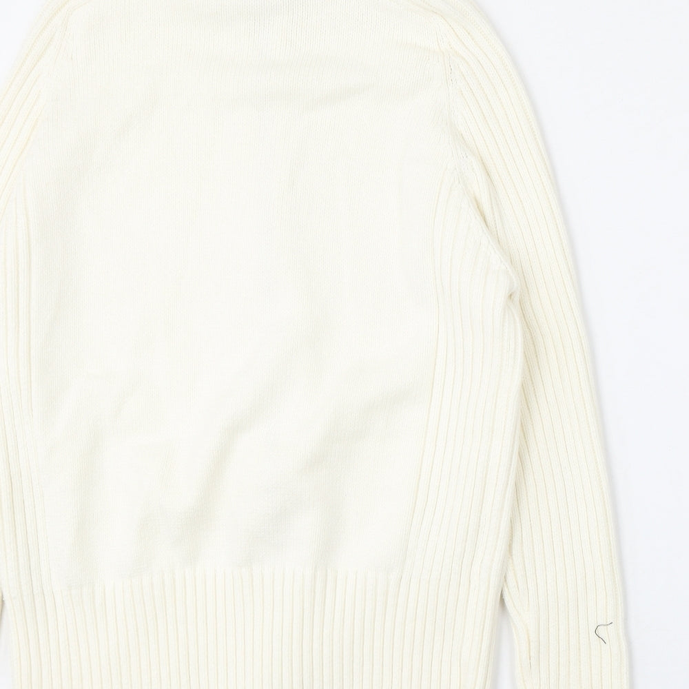 Marks and Spencer Womens Beige Mock Neck  Cotton Full Zip Jumper Size 18