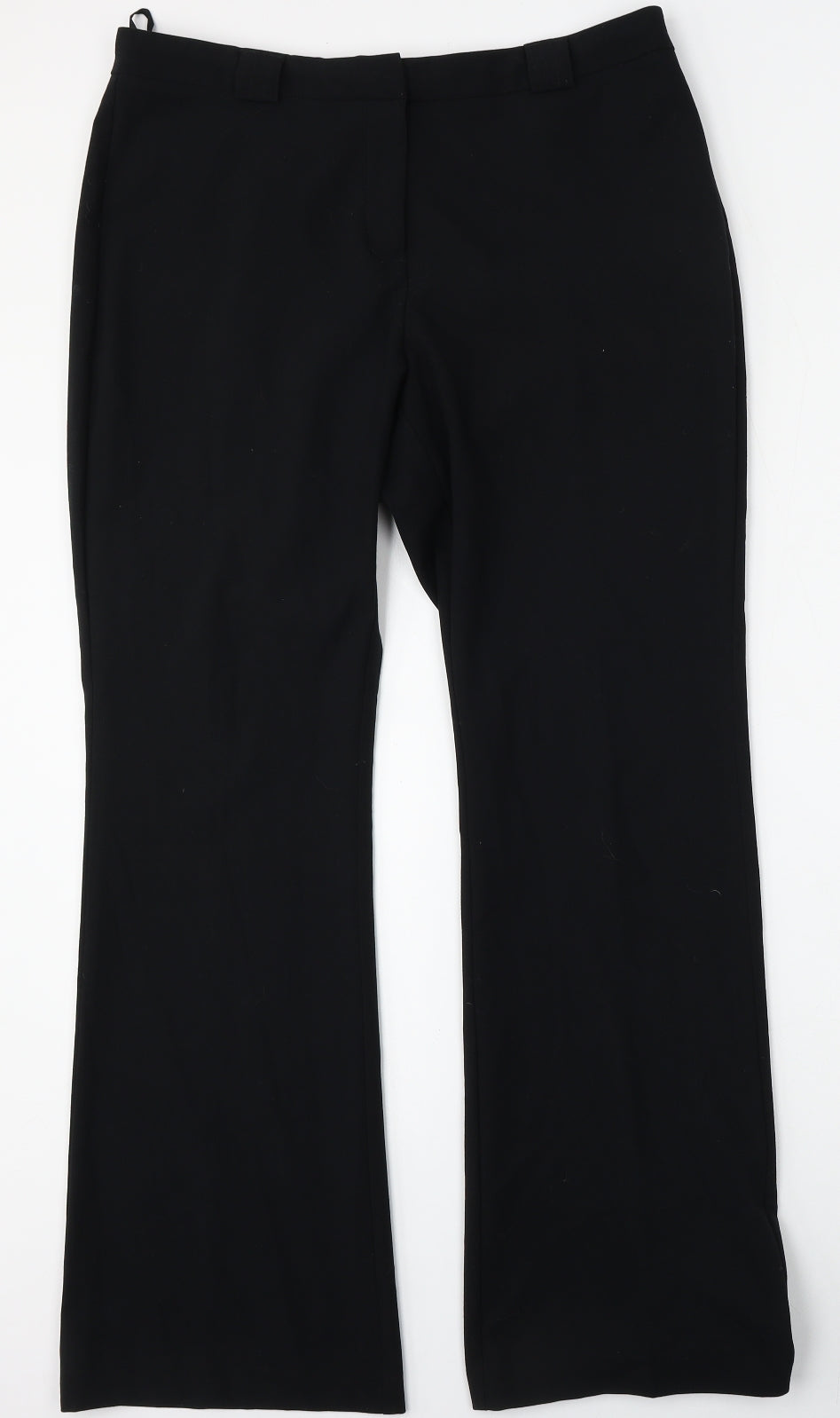 Marks and Spencer Womens Black  Polyester Trousers  Size 14 L32 in Regular Hook & Eye