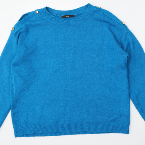 George Womens Blue Round Neck  Acrylic Pullover Jumper Size 14