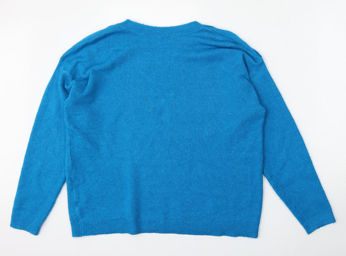 George Womens Blue Round Neck  Acrylic Pullover Jumper Size 14