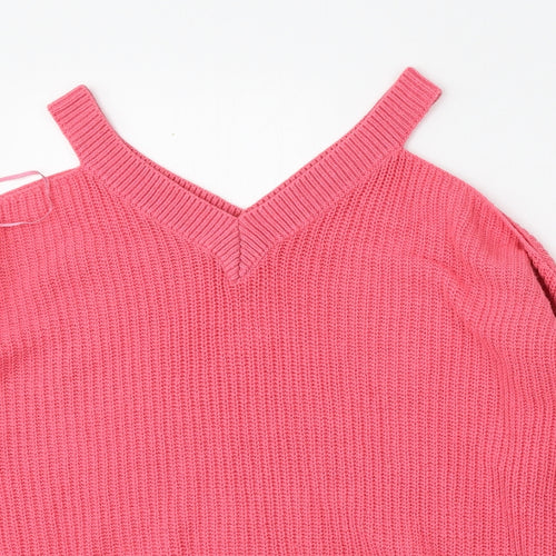 Atmosphere Womens Pink V-Neck  Acrylic Pullover Jumper Size 6