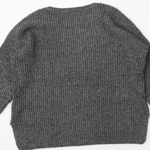 Marks and Spencer Womens Grey Round Neck  Cotton Pullover Jumper Size 12