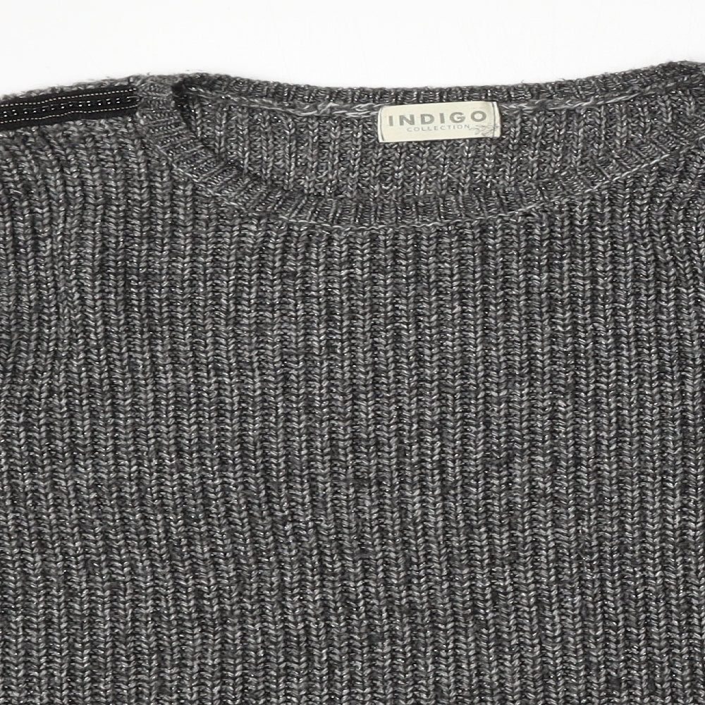 Marks and Spencer Womens Grey Round Neck  Cotton Pullover Jumper Size 12