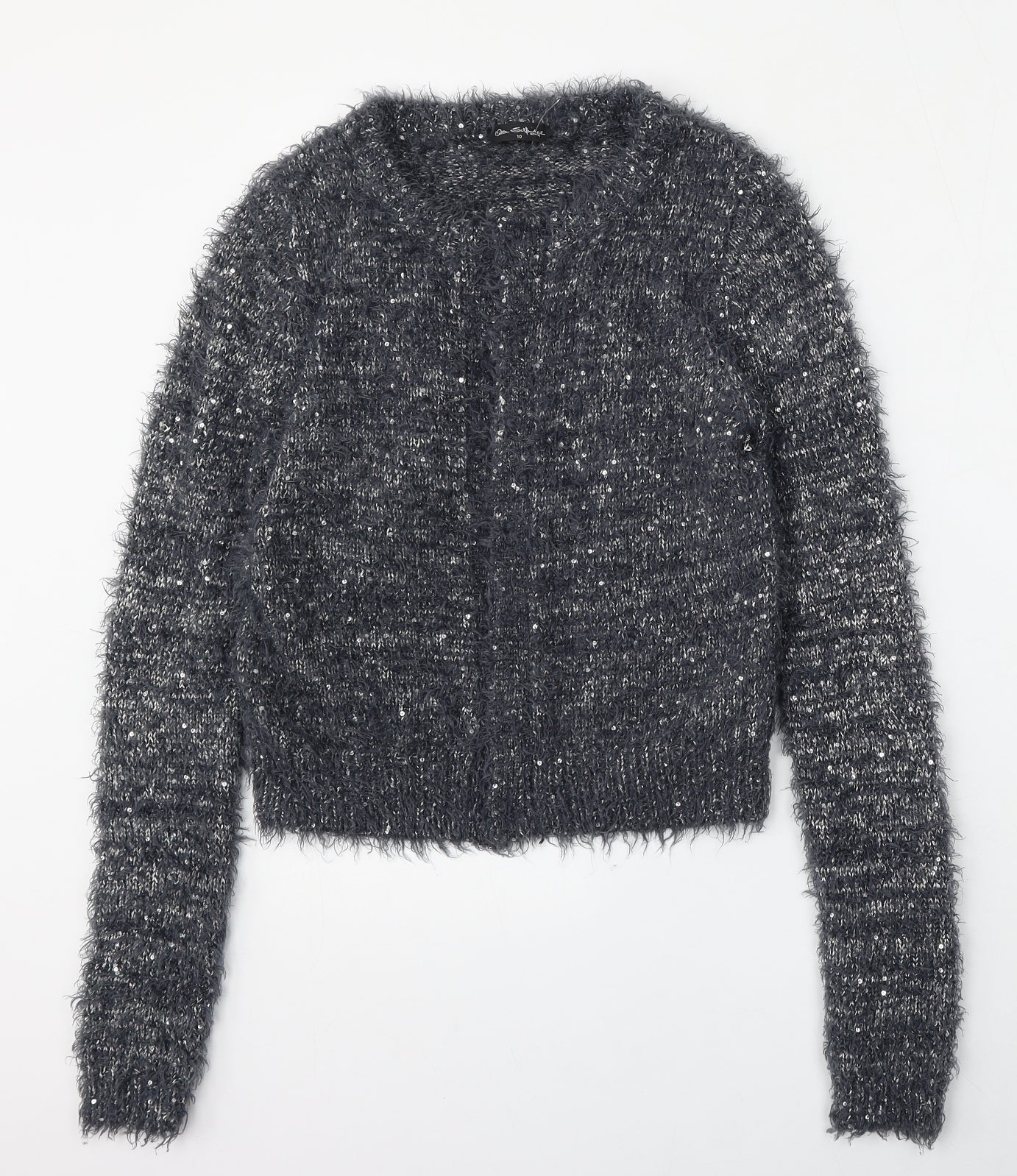 Miss Selfridge Womens Blue Round Neck  Polyester Cardigan Jumper Size 10
