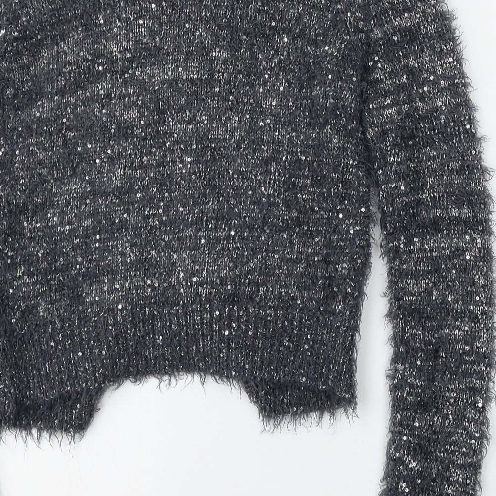 Miss Selfridge Womens Blue Round Neck  Polyester Cardigan Jumper Size 10