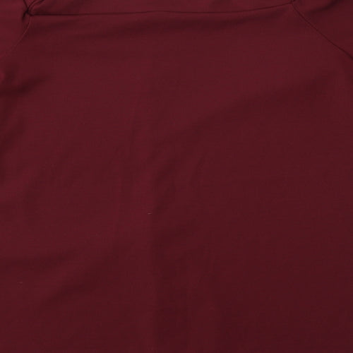 Silk Womens Red  Polyester Basic Blouse Size M Round Neck