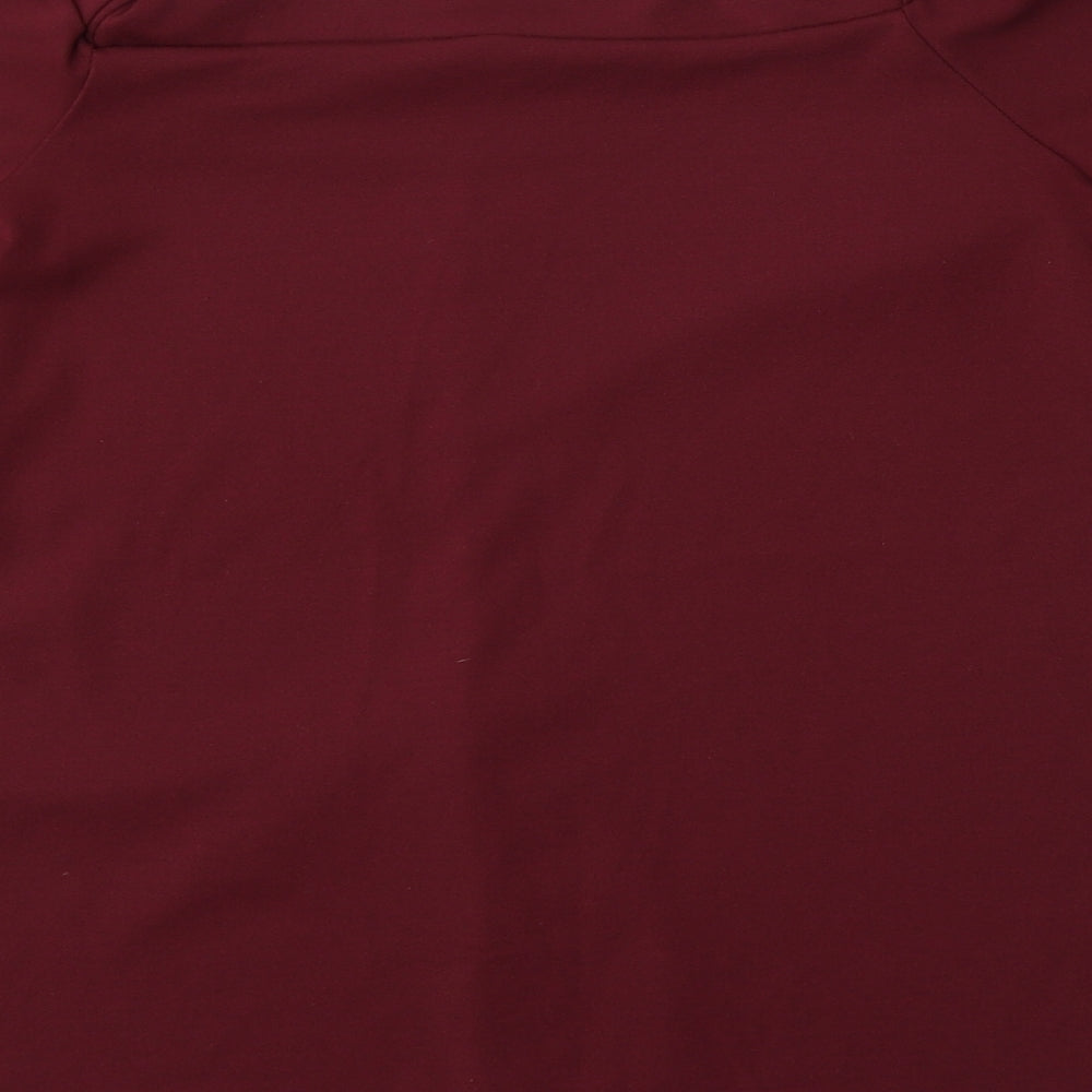 Silk Womens Red  Polyester Basic Blouse Size M Round Neck