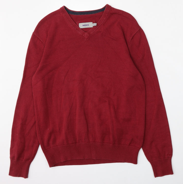 Mexx Mens Red V-Neck Cotton Pullover Jumper Size S