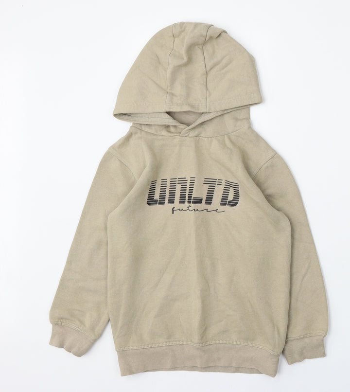 Matalan Boys Beige  Cotton Pullover Hoodie Size 7 Years