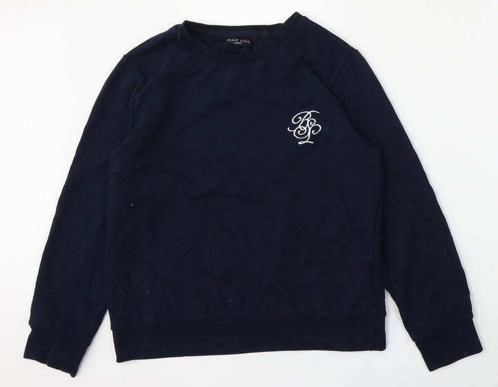 Brave Soul Mens Blue Cotton Pullover Sweatshirt Size M