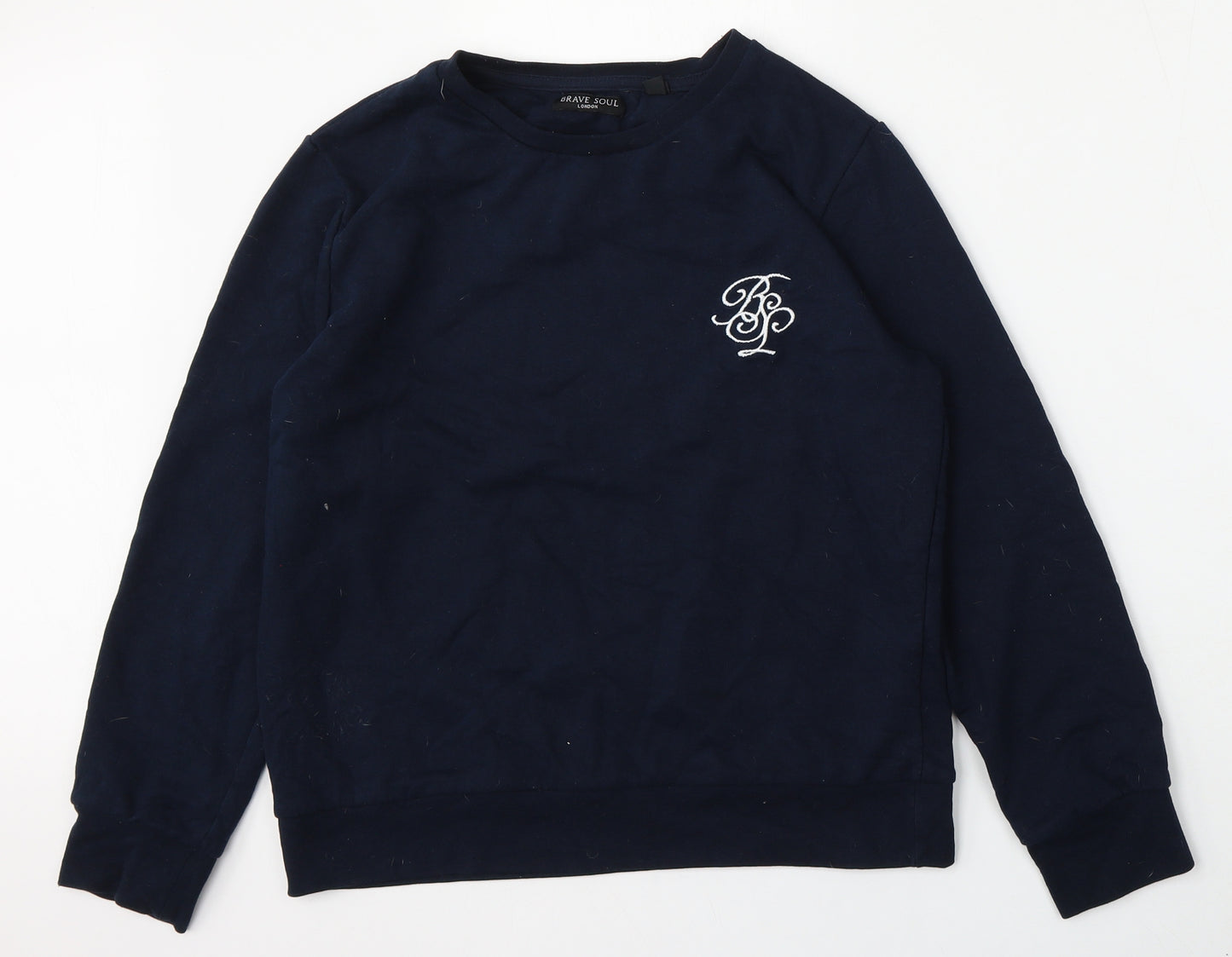 Brave Soul Mens Blue  Cotton Pullover Sweatshirt Size M