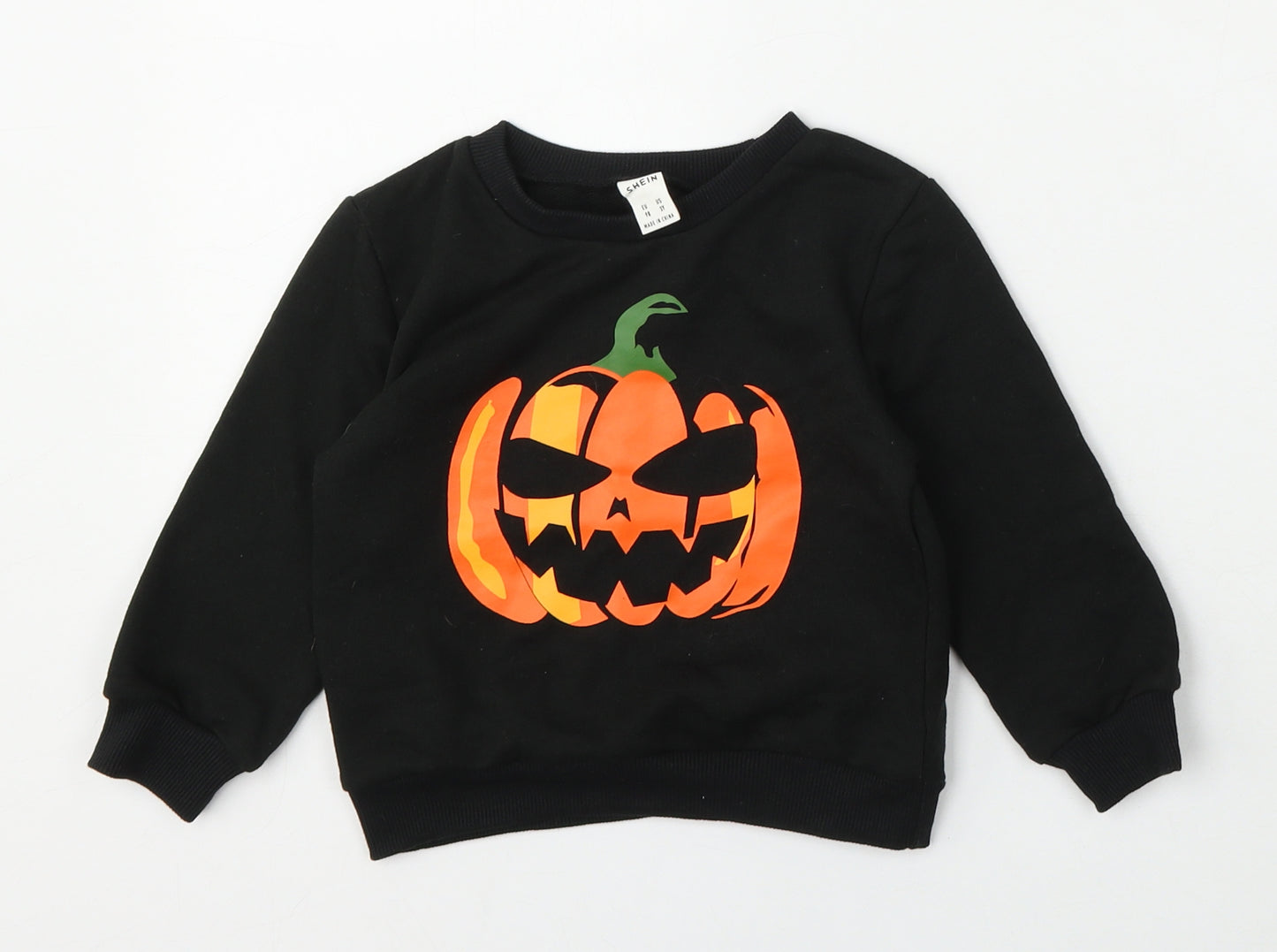SheIn Boys Black  Cotton Pullover Sweatshirt Size 3 Years   - halloween