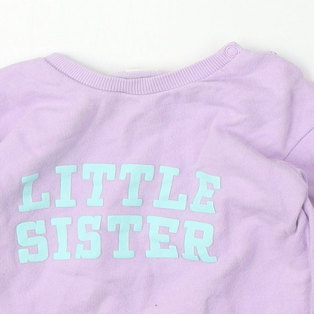 H&M Girls Purple  Cotton Pullover Jumper Size 18-24 Months