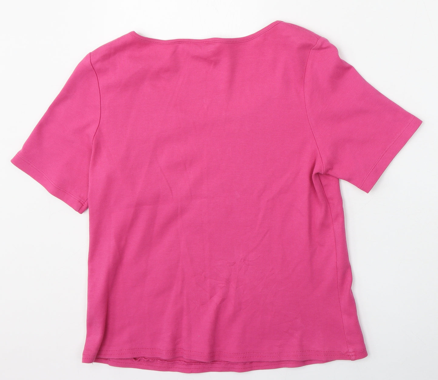Marks and Spencer Womens Pink  Cotton Basic T-Shirt Size 12 Round Neck