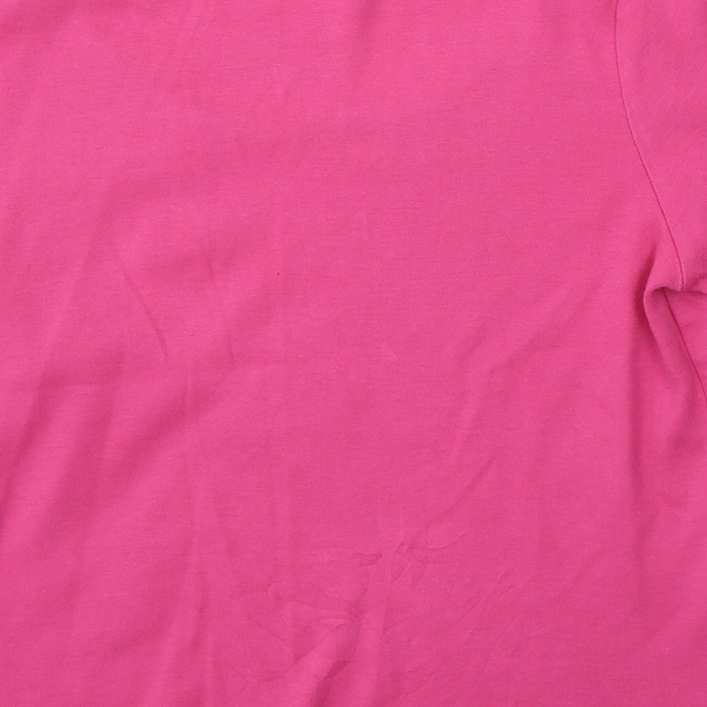 Marks and Spencer Womens Pink  Cotton Basic T-Shirt Size 12 Round Neck