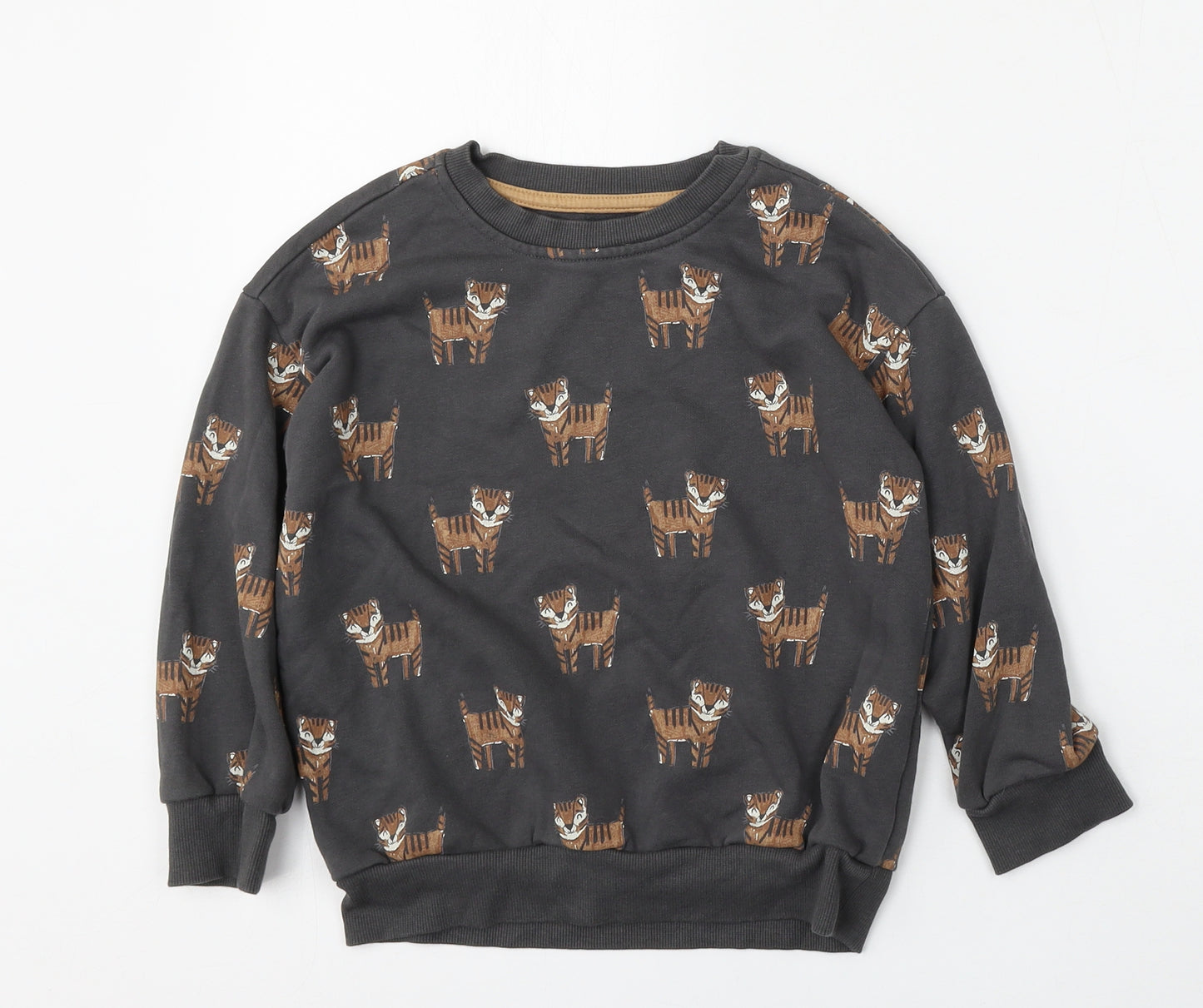 George Boys Grey Geometric Cotton Pullover Sweatshirt Size 5-6 Years