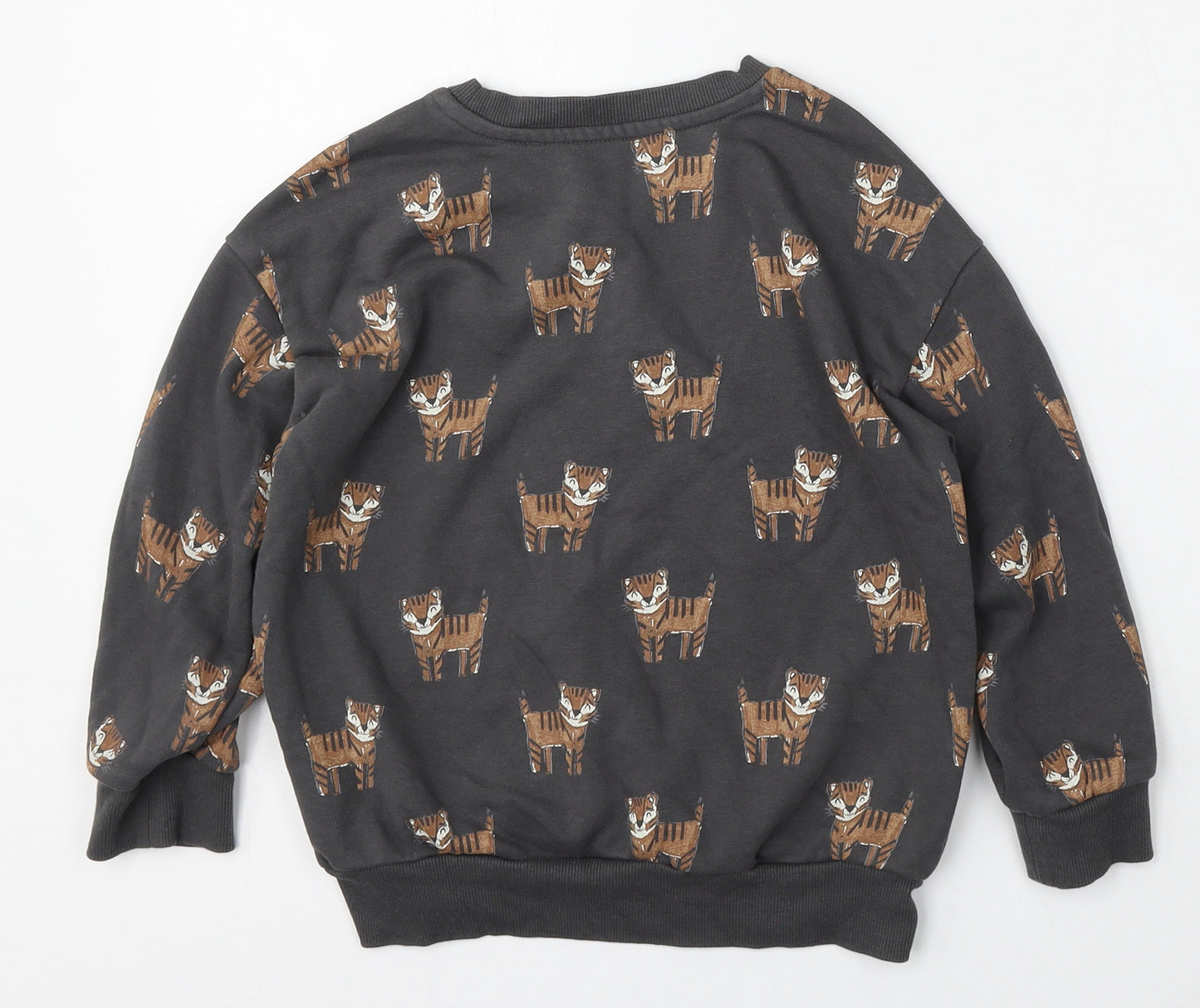 George Boys Grey Geometric Cotton Pullover Sweatshirt Size 5-6 Years