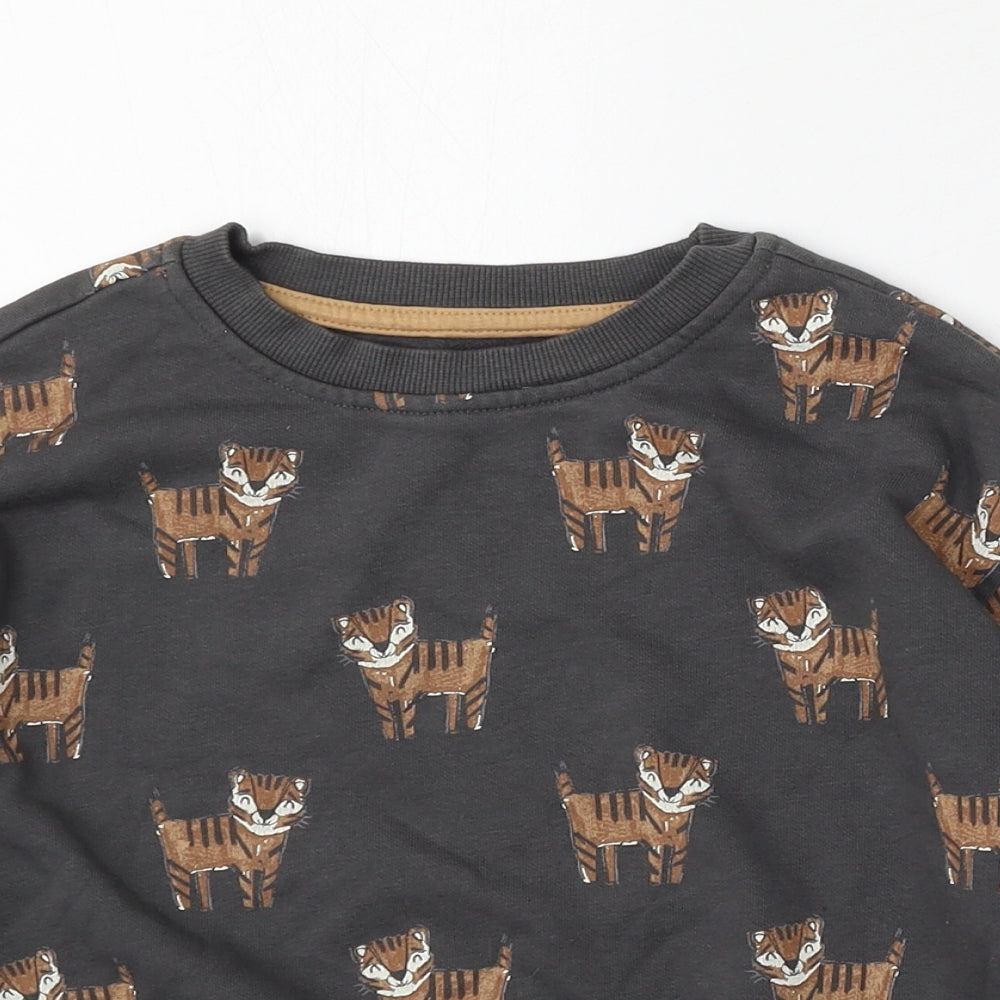 George Boys Grey Geometric Cotton Pullover Sweatshirt Size 5-6 Years