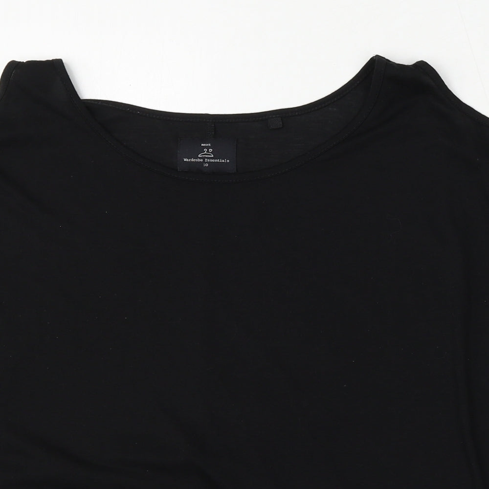 NEXT Womens Black  Polyester Basic T-Shirt Size 10 Round Neck