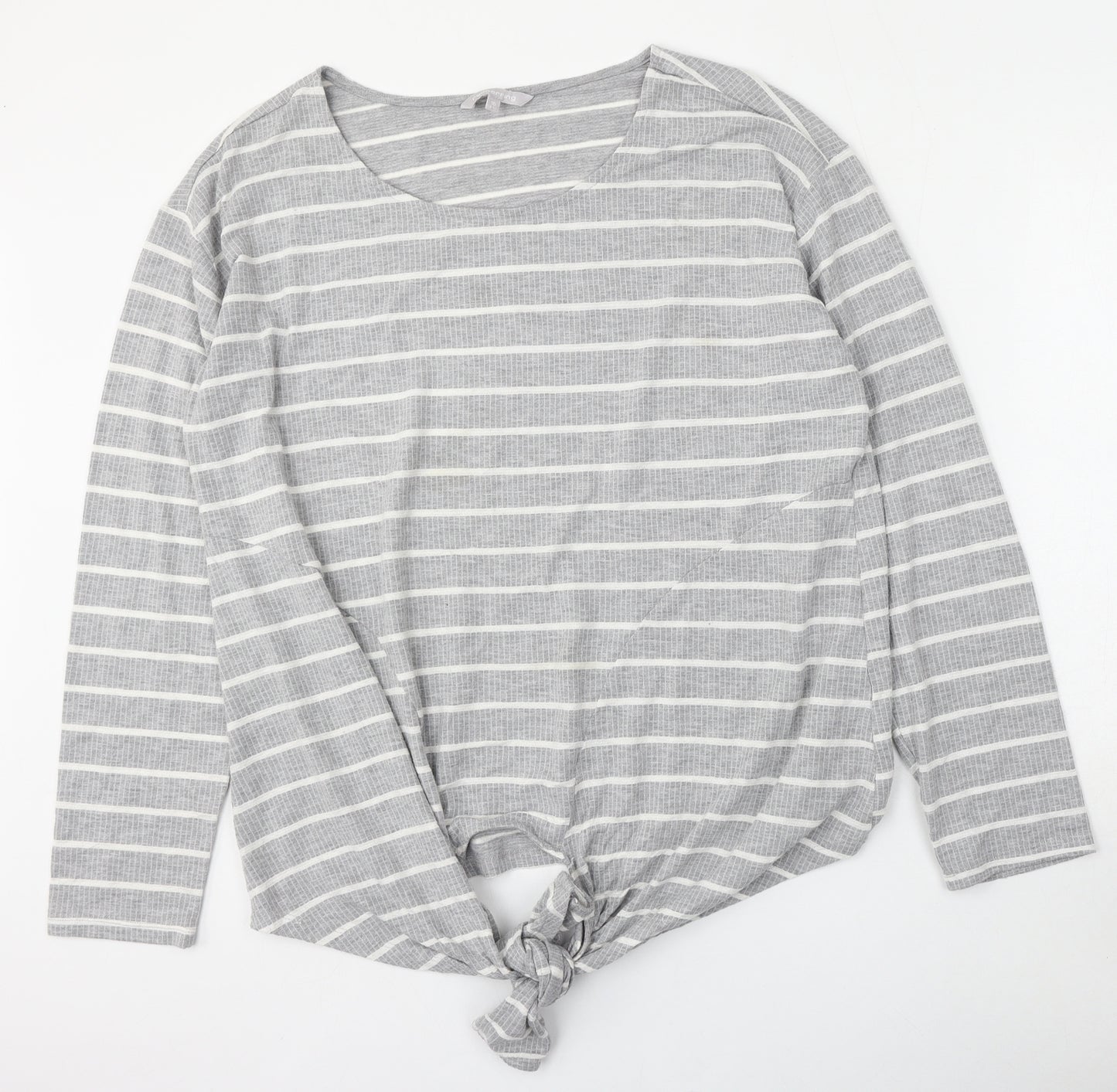 Red Herring Womens Grey Round Neck Striped Polyester Pullover Jumper Size 20