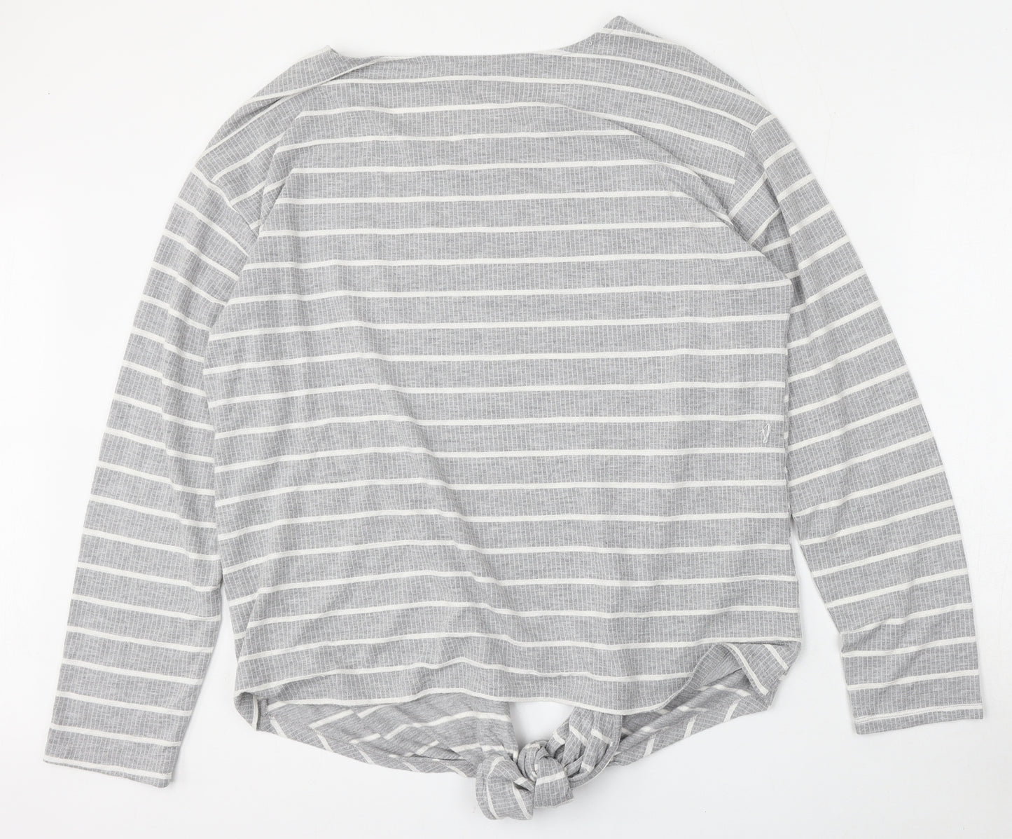Red Herring Womens Grey Round Neck Striped Polyester Pullover Jumper Size 20