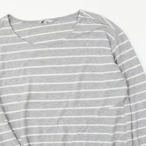 Red Herring Womens Grey Round Neck Striped Polyester Pullover Jumper Size 20
