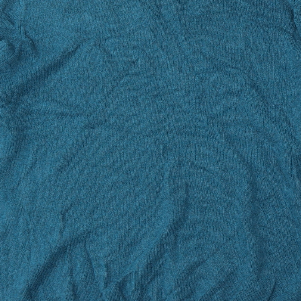 Marks and Spencer Mens Blue V-Neck  Cotton Pullover Jumper Size XL