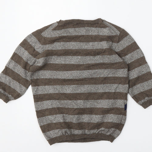 Scotch R'Belle Girls Brown Round Neck Striped Cotton Pullover Jumper Size 10 Years