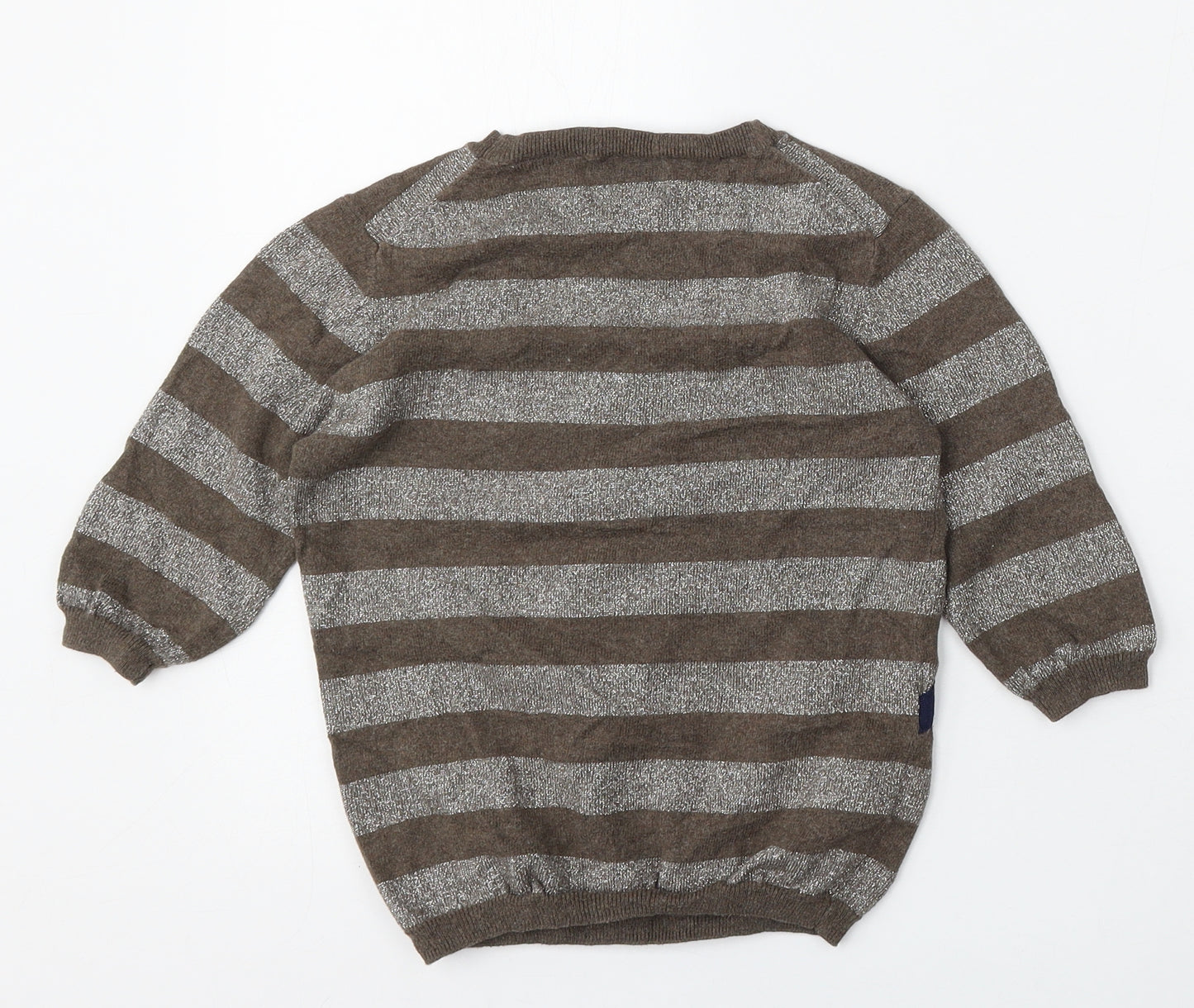 Scotch R'Belle Girls Brown Round Neck Striped Cotton Pullover Jumper Size 10 Years