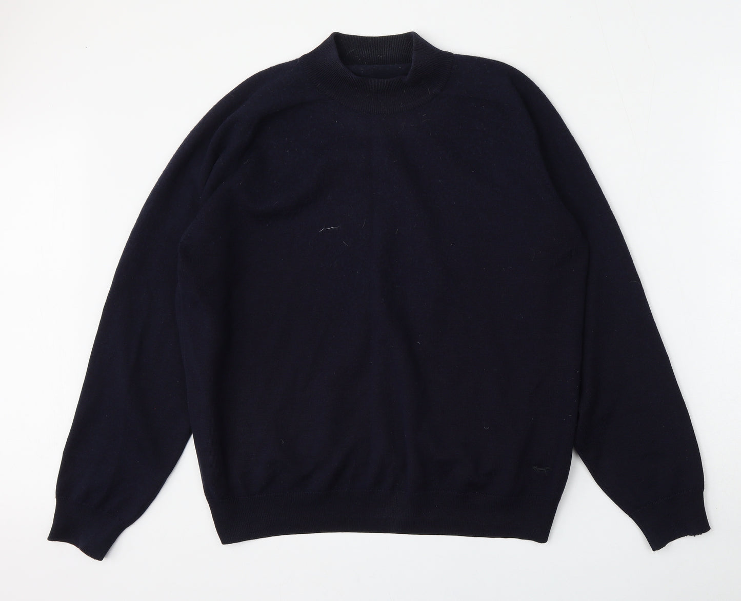 Wolsey Mens Blue Mock Neck  Wool Pullover Jumper Size L