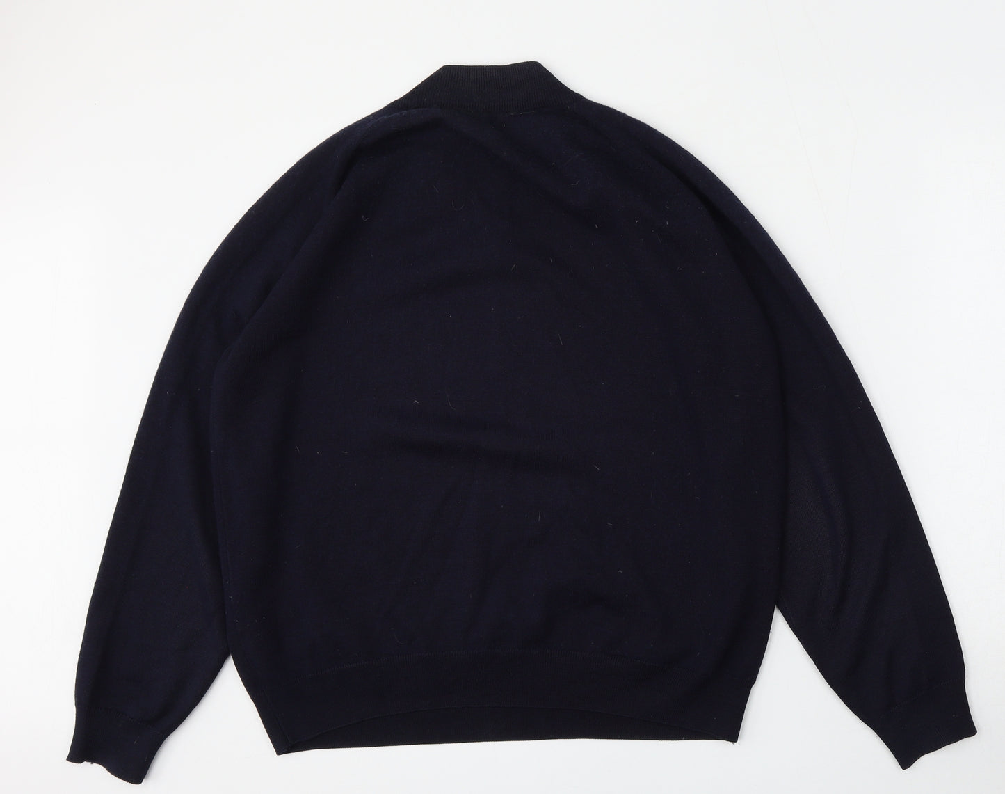 Wolsey Mens Blue Mock Neck  Wool Pullover Jumper Size L