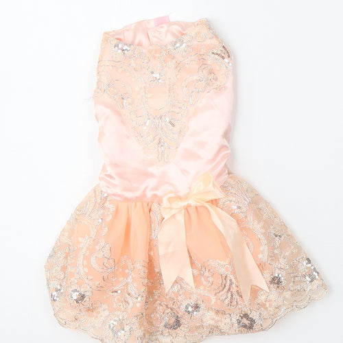 Buffy Pet Home Girls Pink  Polyester Skater Dress  Size L  Round Neck Hook & Eye