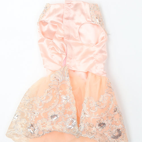 Buffy Pet Home Girls Pink  Polyester Skater Dress  Size L  Round Neck Hook & Eye