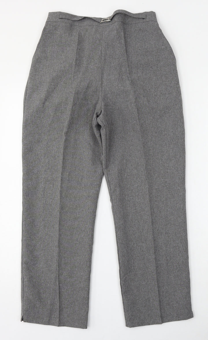 Mia Moda Womens Grey Polyester Trousers Size 10 L24 in Regular