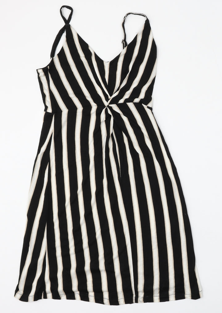 H&M Womens Multicoloured Striped Viscose Shift  Size 6  Round Neck