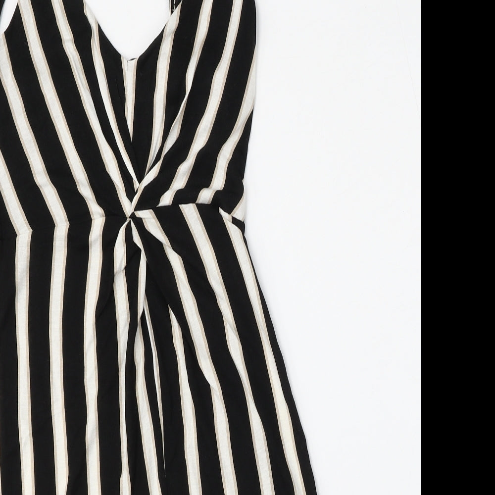 H&M Womens Multicoloured Striped Viscose Shift  Size 6  Round Neck