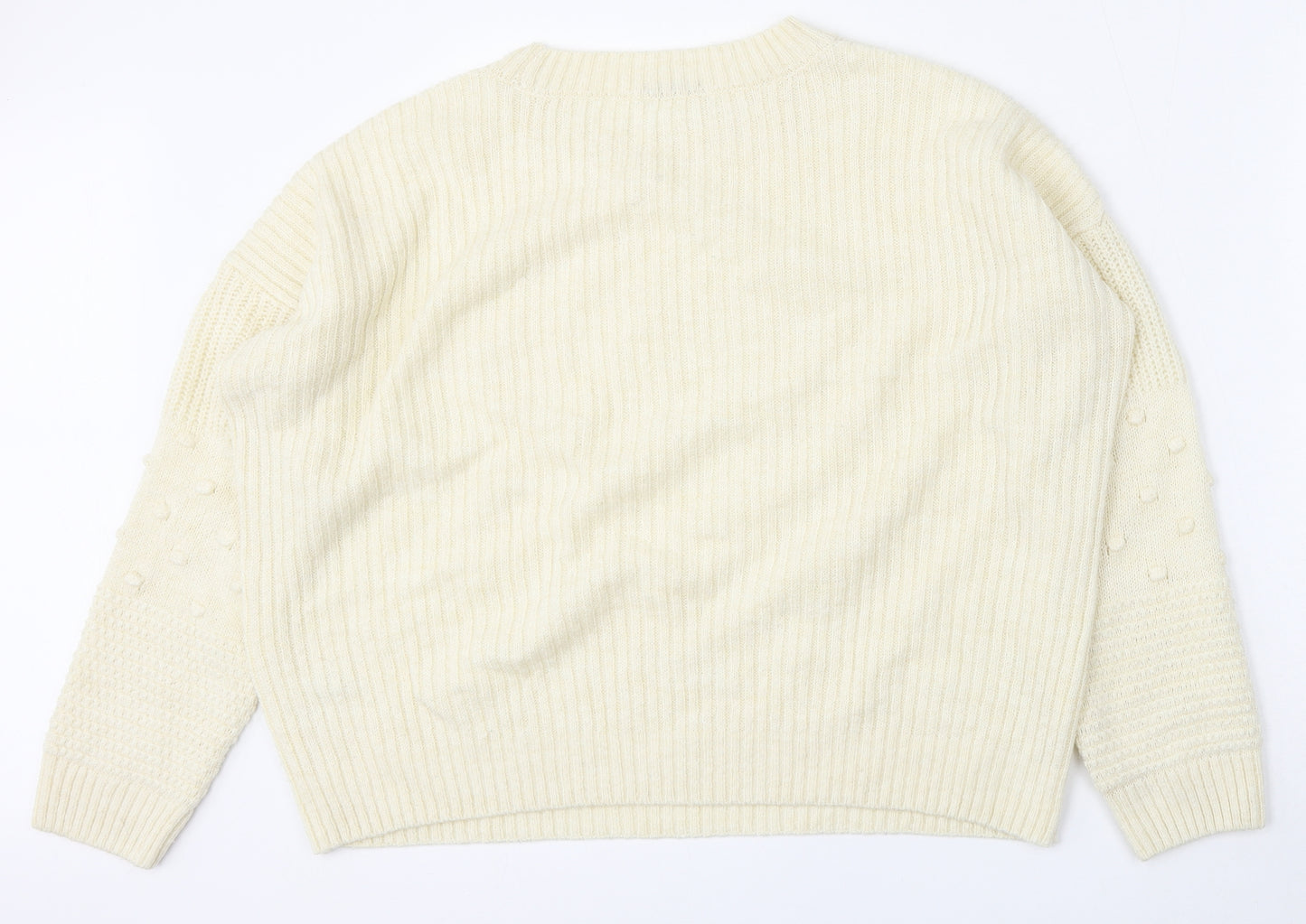 TU Womens Beige Round Neck  Acrylic Pullover Jumper Size 16