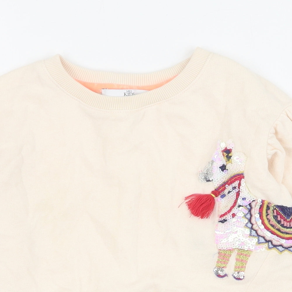 Marks and Spencer Girls Pink  Cotton Pullover  Size 4-5 Years  Pullover