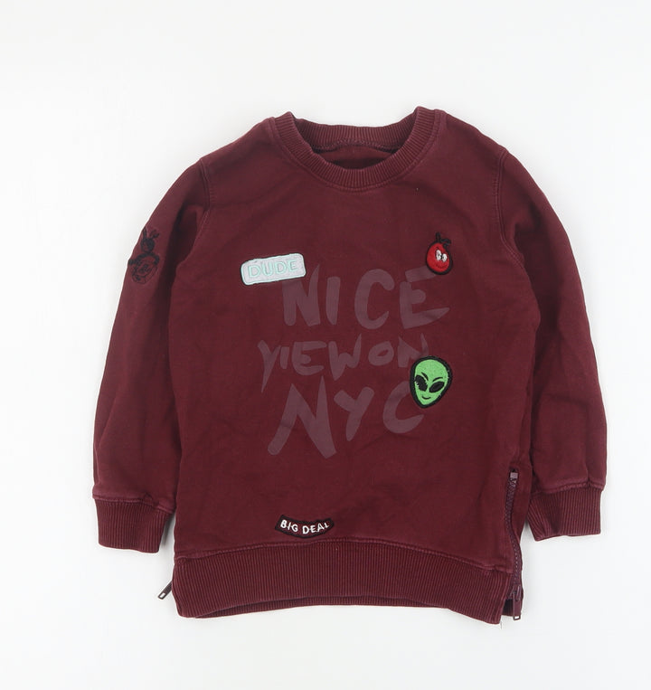 Matalan Boys Red  Cotton Pullover Sweatshirt Size 3-4 Years  Pullover