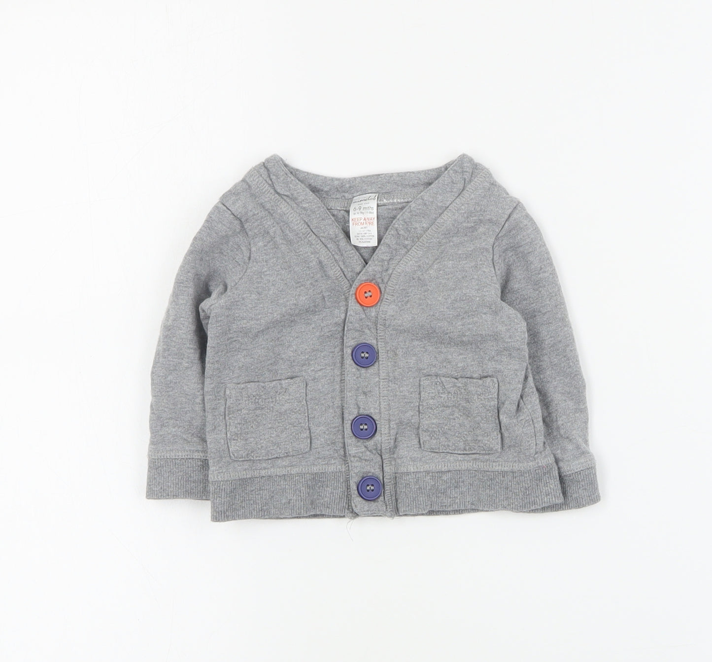 Mini Club Baby Grey  Cotton Cardigan Jumper Size 6-9 Months  Button
