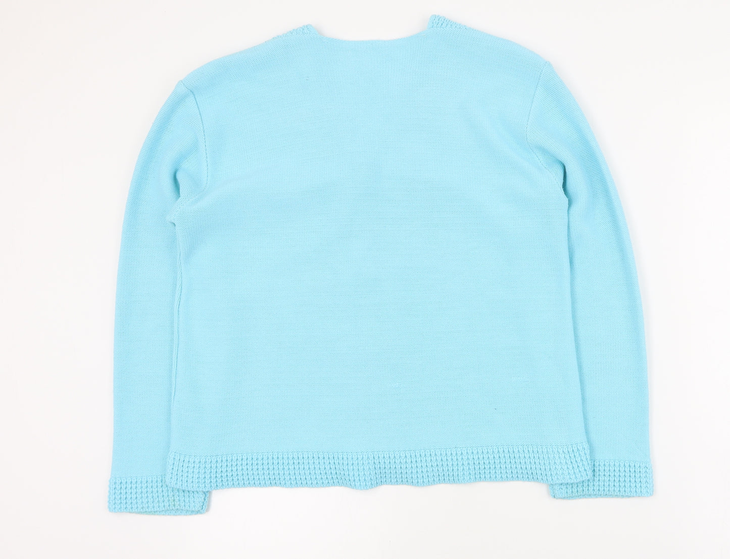 SheIn Womens Blue V-Neck  Acrylic Cardigan Jumper Size S