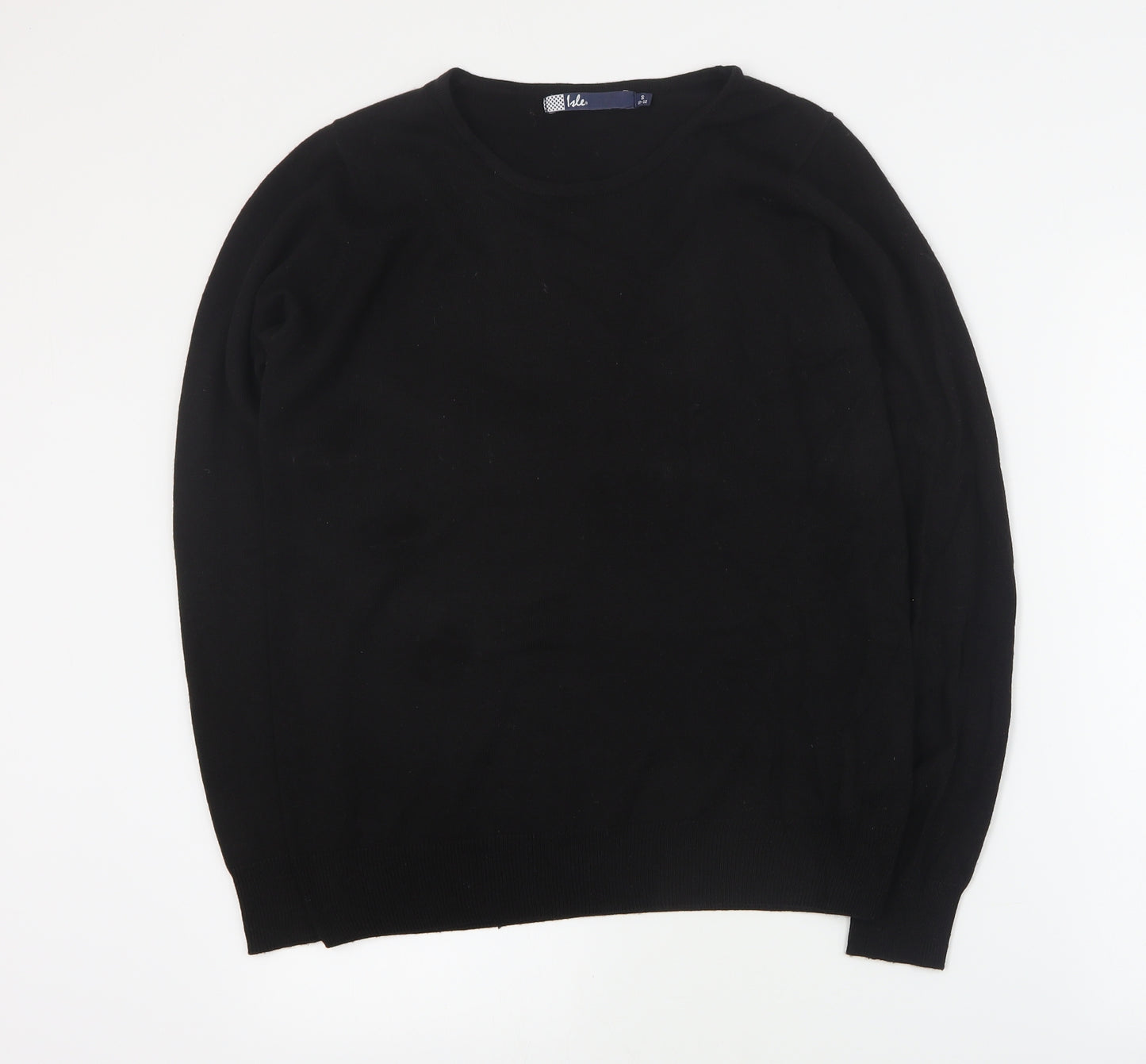 Isle Womens Black Round Neck  Acrylic Pullover Jumper Size S